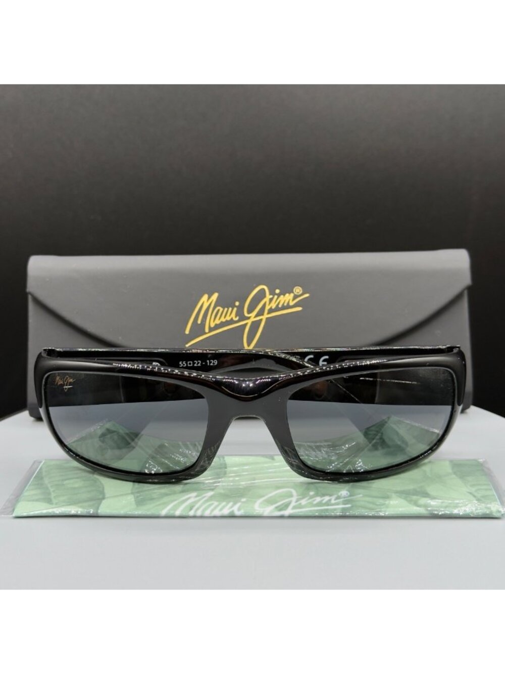 Maui Jim Stingray Sunglasses MJ 103-02 Gloss Black Grey Lenses 55 22 129